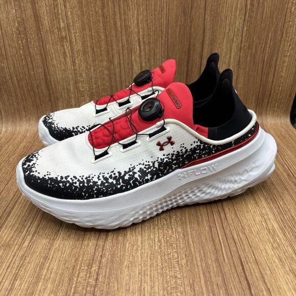 Under Armour SlipSpeed Mega Running Shoe Black White Red Men's size 11.5 Sneaker - Picture 3 of 8